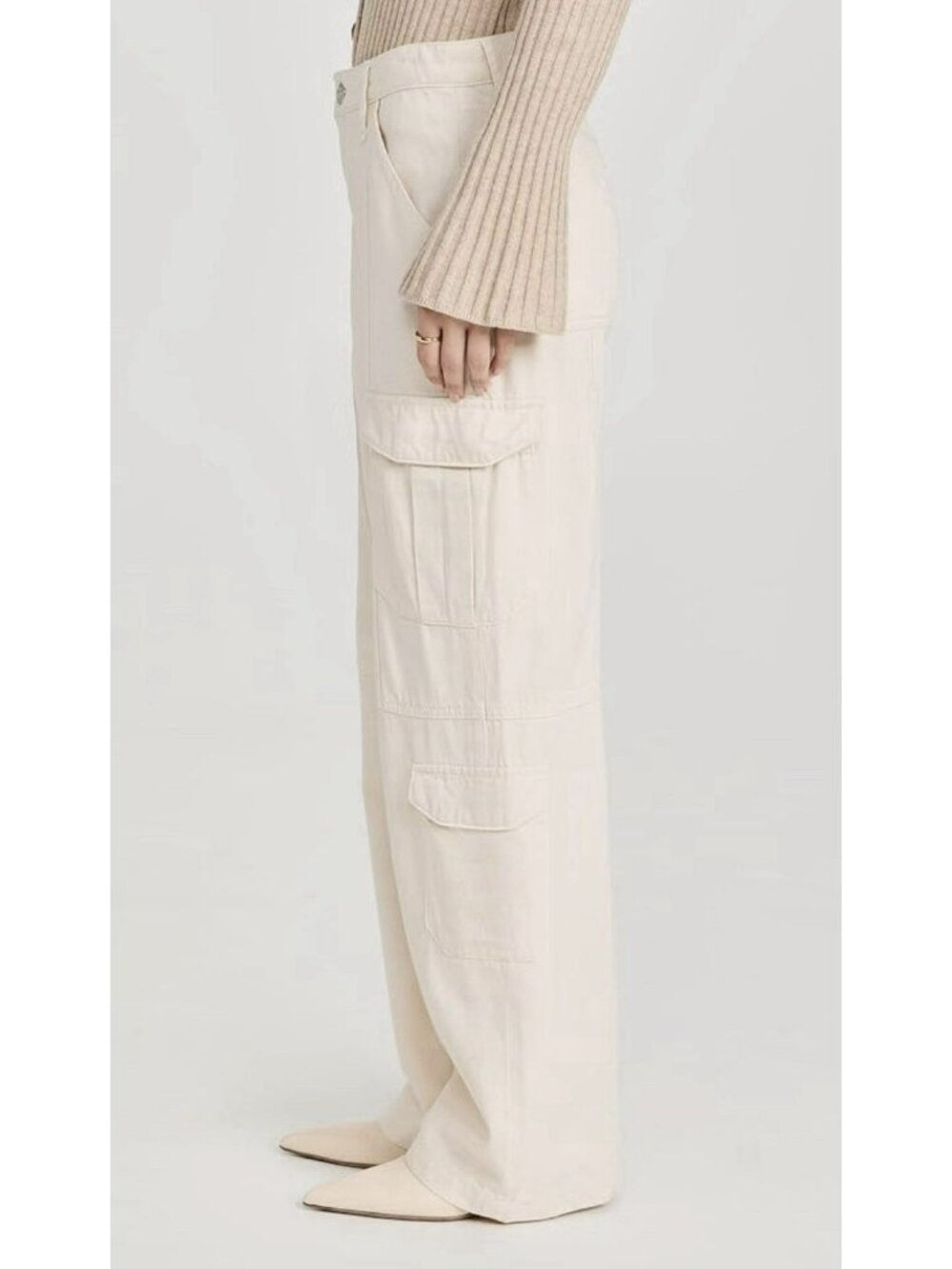 Rag & Bone Featherweight Cailyn Pants Womens Ecru Cream Denim Cargo Utility 27 - Picture 5 of 16